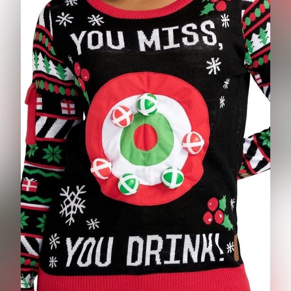 Tipsy Elves WOMEN'S DRINKING DART GAME UGLY CHRISTMAS SWEATER | NEW/NWOT!!🎄🧑🎄 - Picture 3 of 6